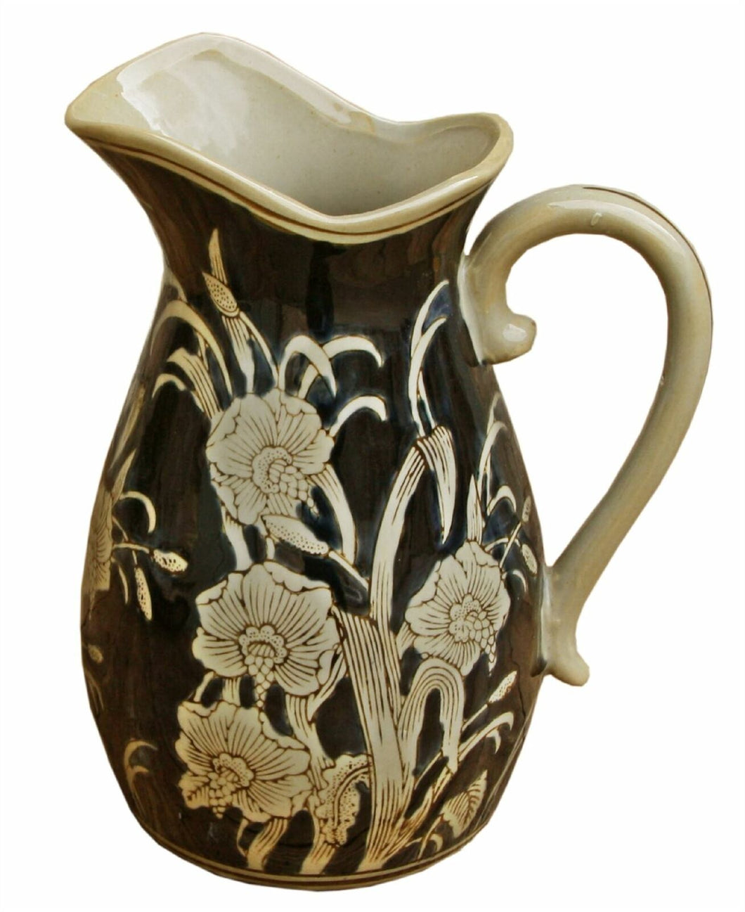 Ceramic embossed jug style vase regal design