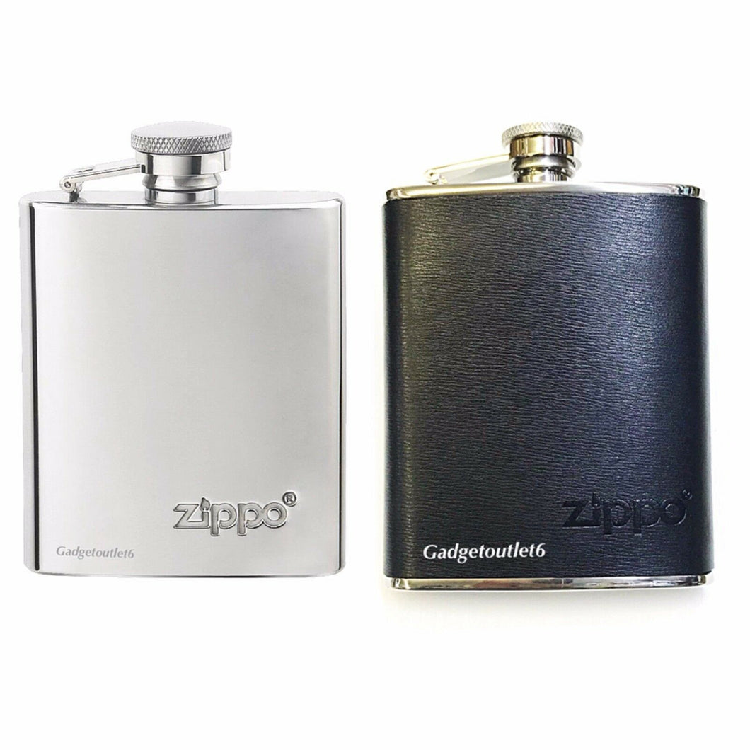 ZIPPO HIP FLASK LEATHER WRAPPED STAIN STEEL 6oz/180ml
